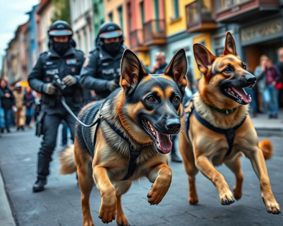 politiehonden in actie