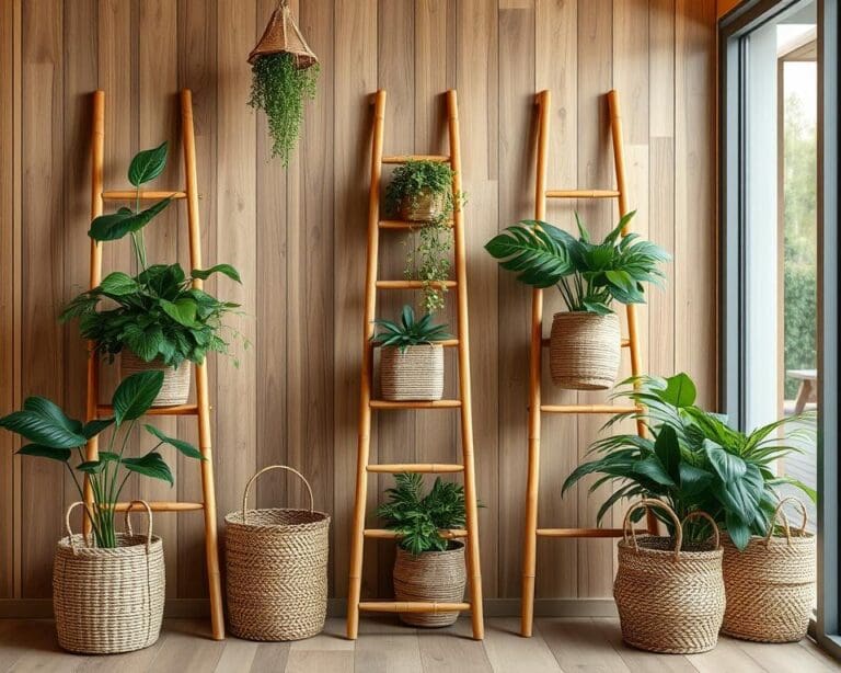 Bamboe ladders met decoratieve doeleinden