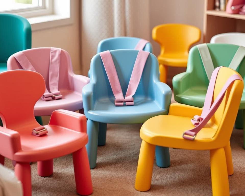 Kinderstoelen met zachte veiligheidsriem