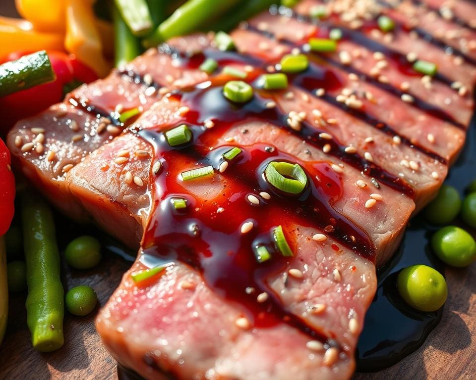 Gegrilde tonijn met een sojasausdressing