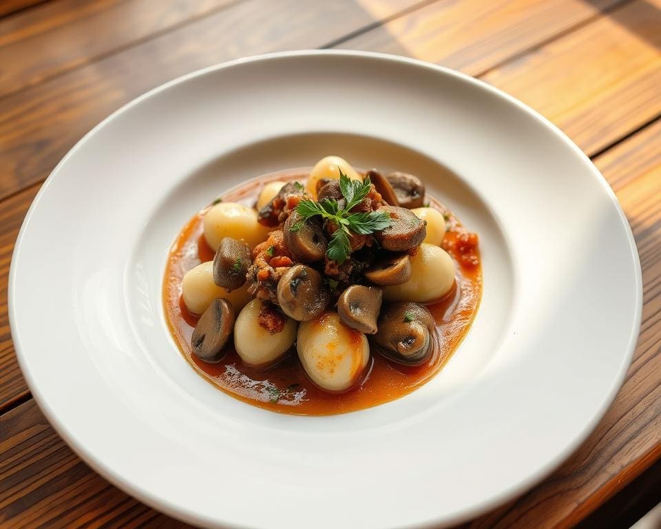 Gnocchi met paddenstoelen en een truffelsaus