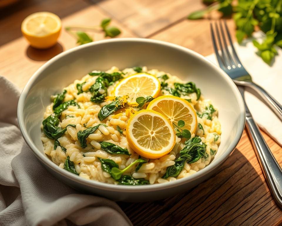 Risotto met spinazie en een vleugje citroen