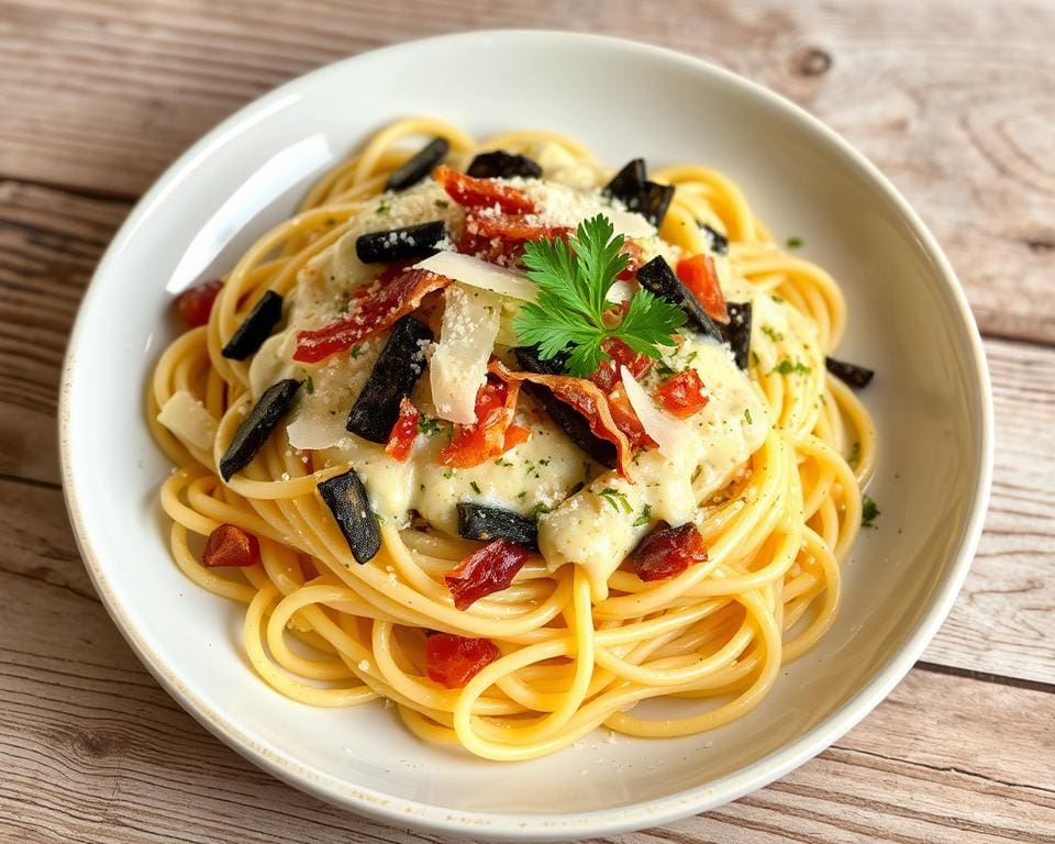 Spaghetti carbonara met een twist van truffel