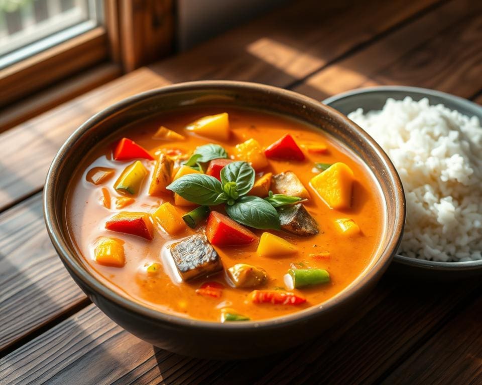 Thaise curry met groenten en kokosmelk