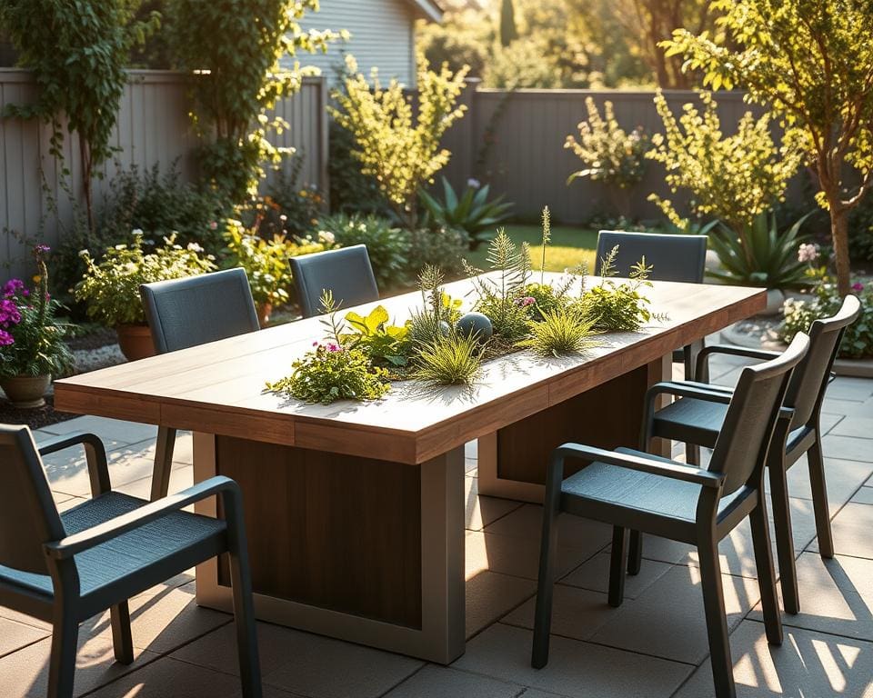 Tuintafels met een geïntegreerd kruidenbed