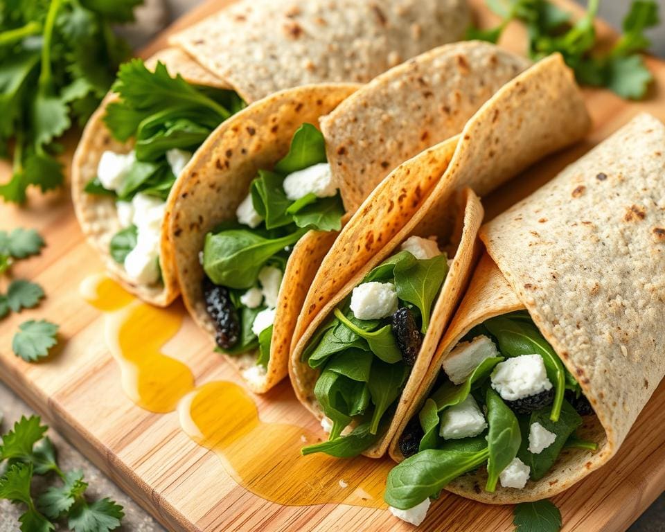 Volkoren wraps met spinazie en feta