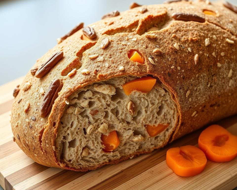 Volkoren zuurdesembrood met noten en abrikozen