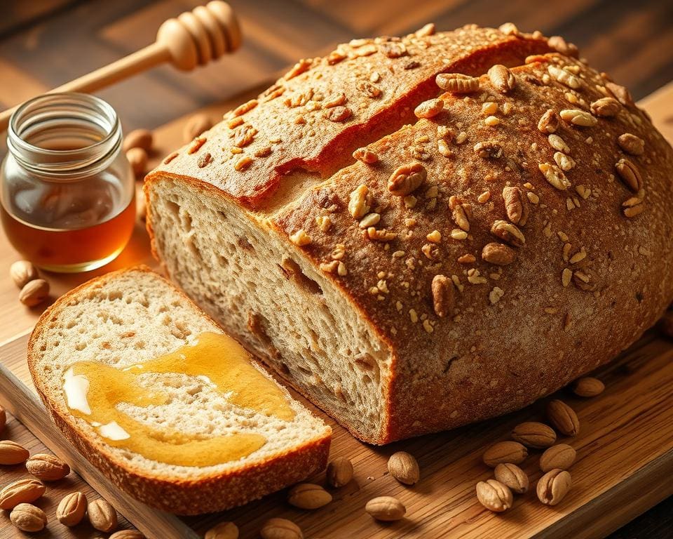 Volkoren zuurdesembrood met noten en honing