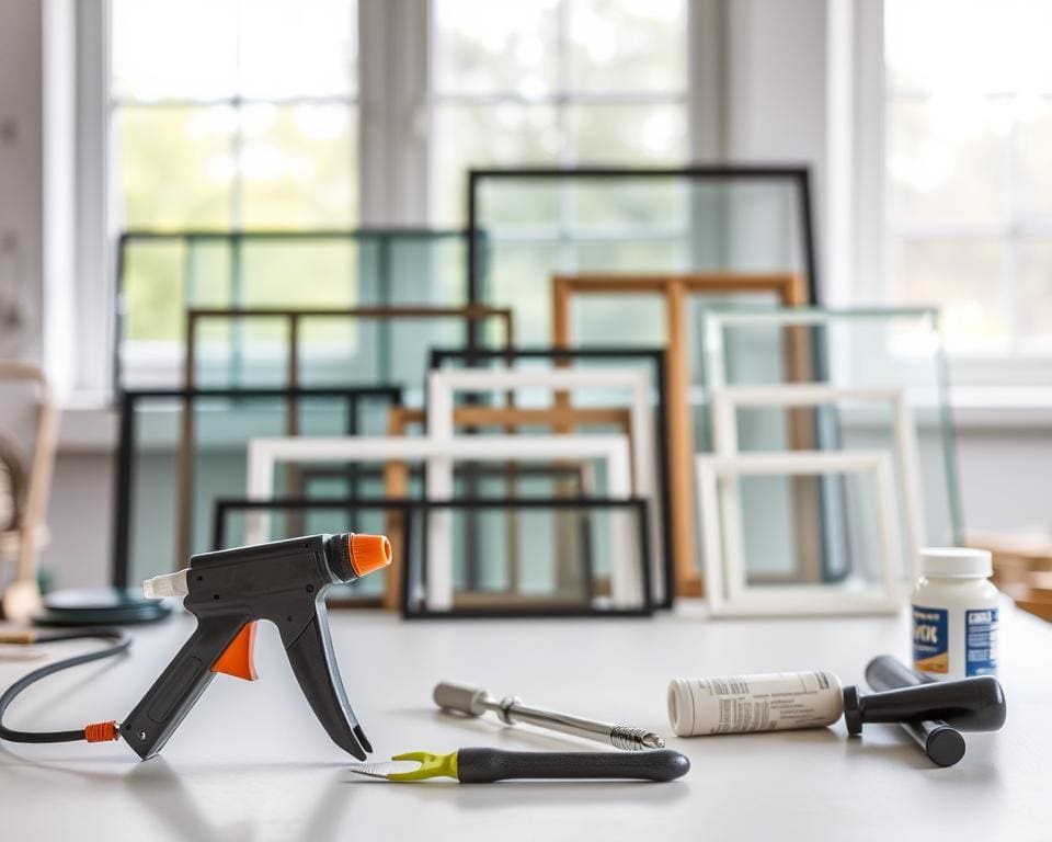 benodigde materialen voor afkitten van glas