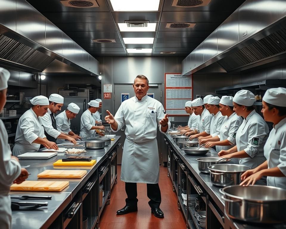 Hoe coördineert een keukenchef zijn brigade?