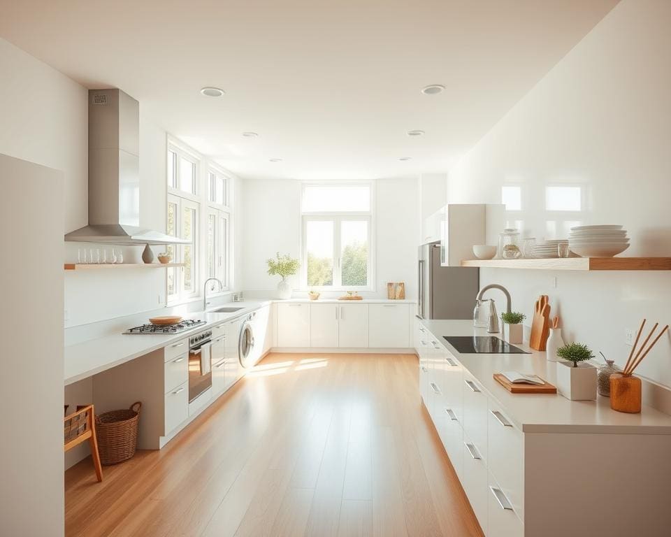 Een open keuken met veel licht en ruimte