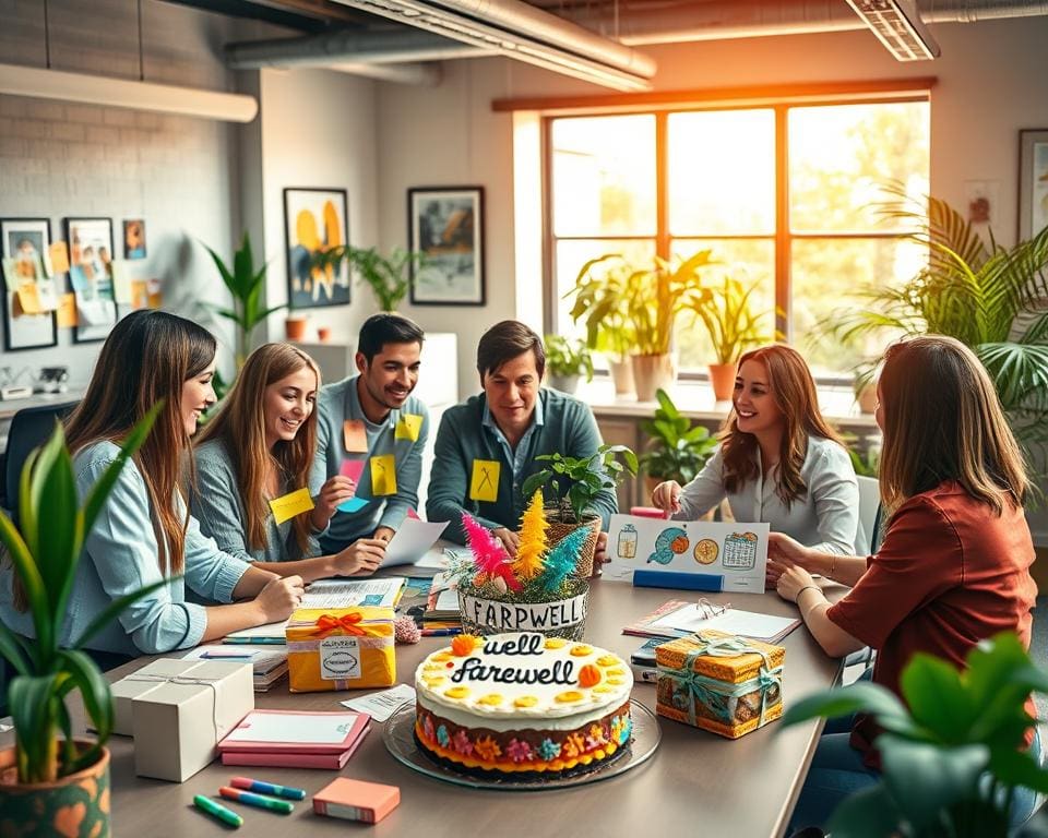 Wat zijn creatieve ideeën voor een afscheid op het werk?