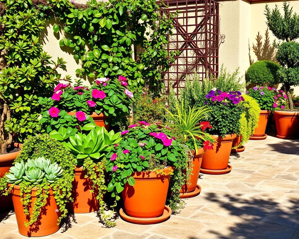Wat zijn goede planten voor potten op het terras?