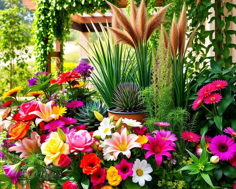 Hoe combineer je bloemen met planten voor buiten?