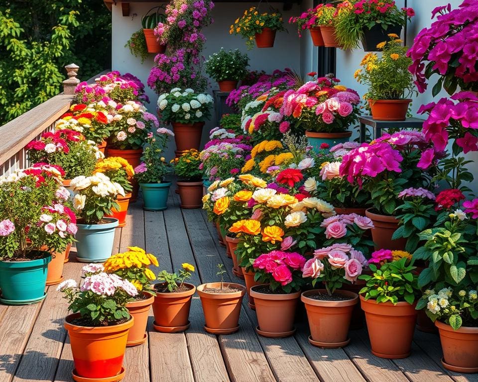 Hoe geef je je terras meer kleur met bloempotten?