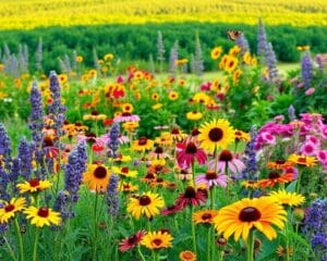 Welke bloemen trekken bijen en vlinders aan in de tuin?