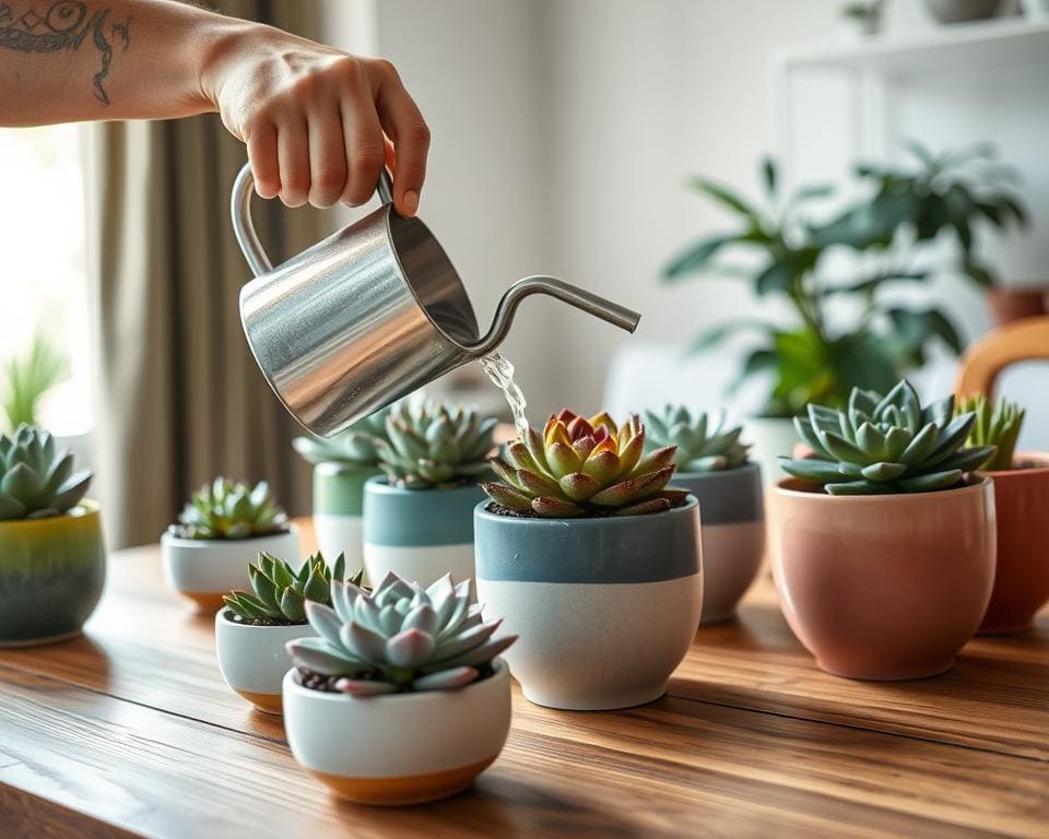 Hoe geef je vetplanten de juiste hoeveelheid water?