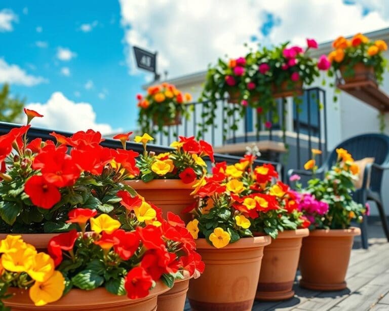kleurrijke bloempotten
