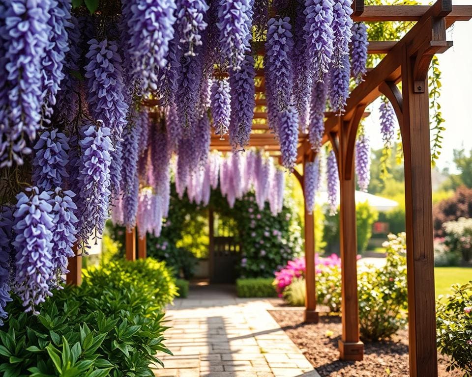 blauwe regen pergola